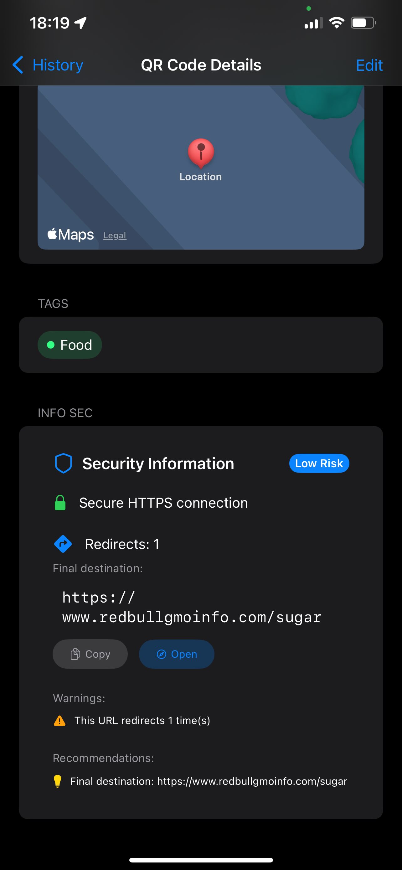 QR Security Analysis Screenshot