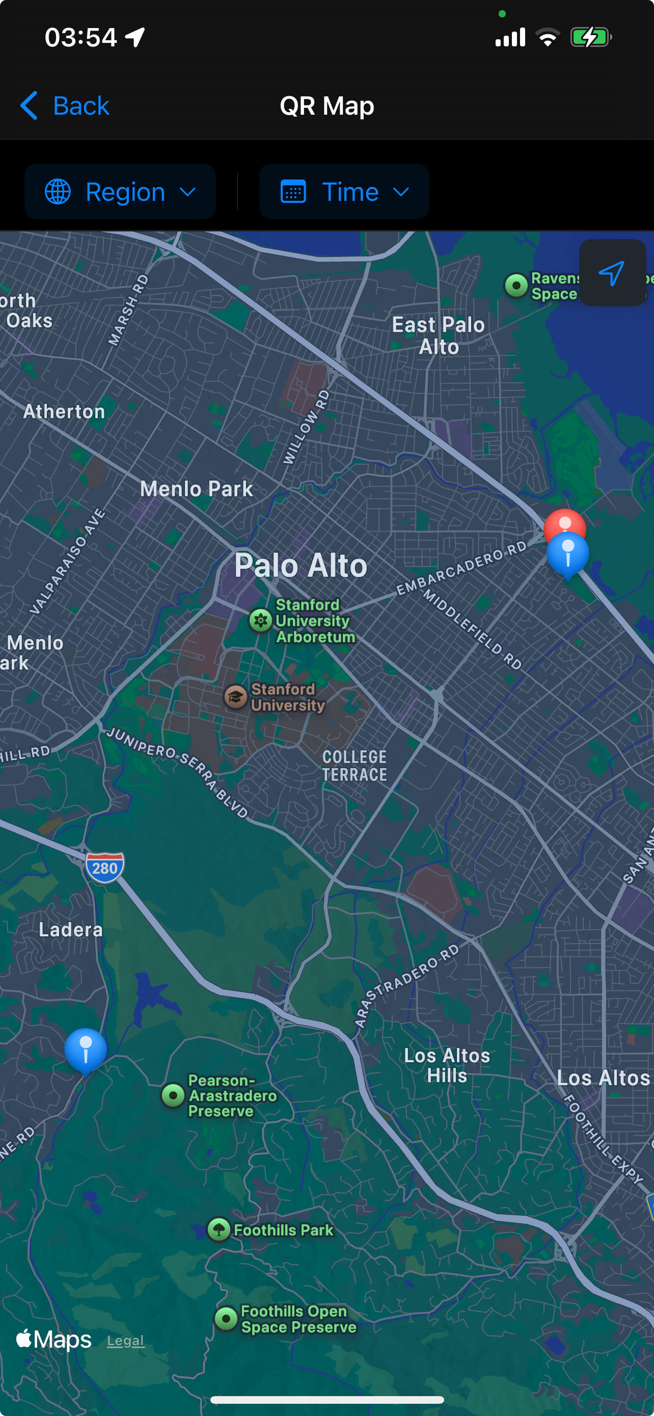 QR Location Organization Screenshot